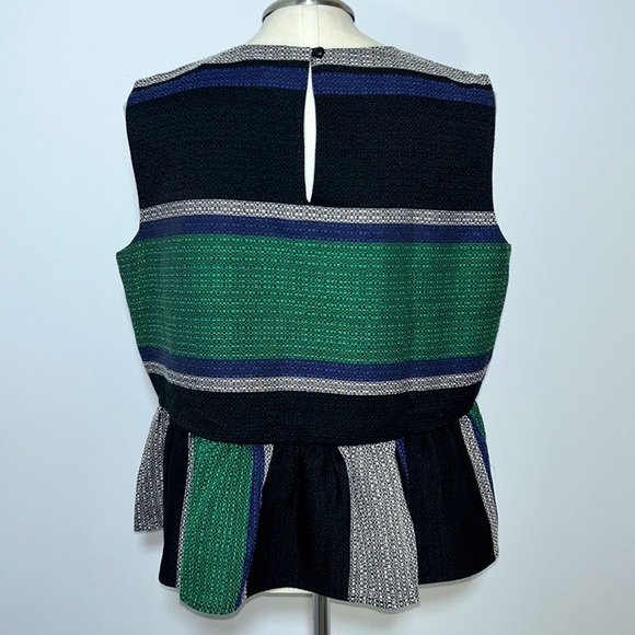 Anthropologie Corey Lynn Calter Sleeveless Top Stripe Peplum Trim XL - Picture 5 of 9